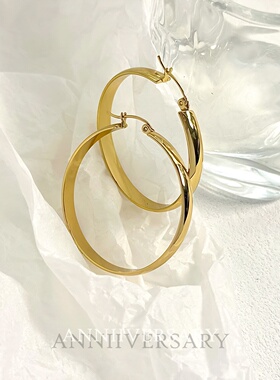 ins风简约钛钢光面圆圈耳环女耳圈几何高级感气质耳环不掉色耳扣