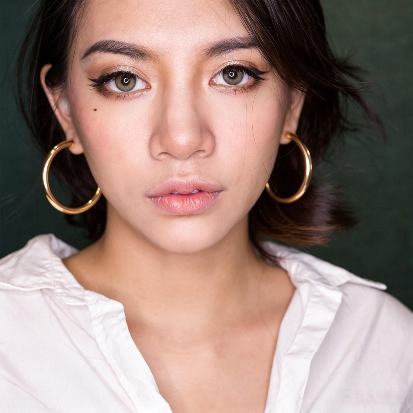 欧美hoop粗圈耳环女复古圈圈耳饰夸张圆环耳坠个性简约钛钢耳圈