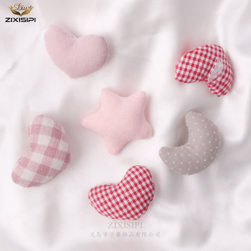 爱心星月亮手工布艺卡通格子配件