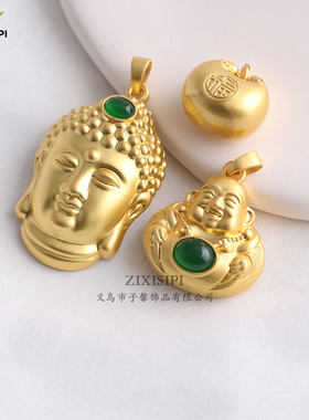 铜材质电镀古法金佛头胖福