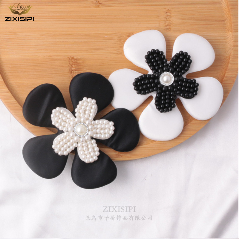 时尚钉珠珍珠花朵大小花配色五瓣花饰品布贴服装包包辅料diy配饰