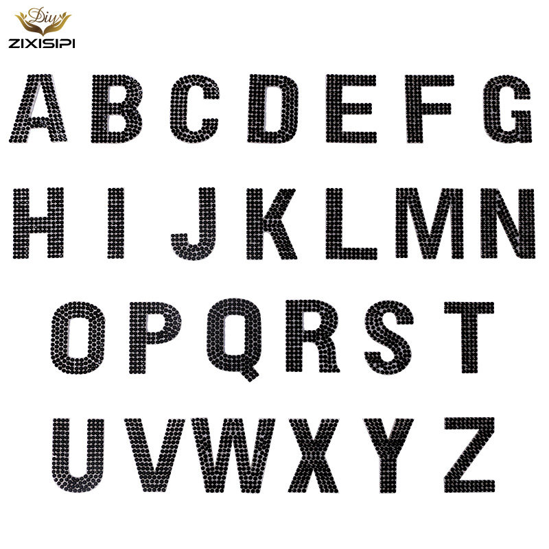 黑色字母数字符号贴钻透明背胶直贴汽车装饰画服饰鞋帽钻贴diy钻