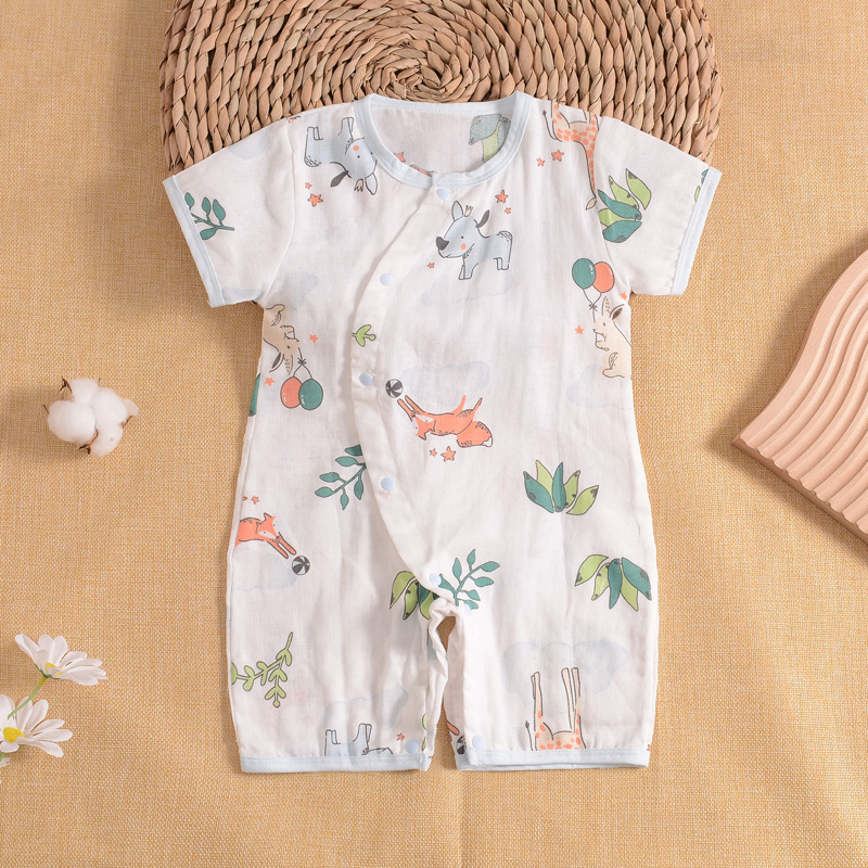 纱布连身衣爬服婴儿夏季
