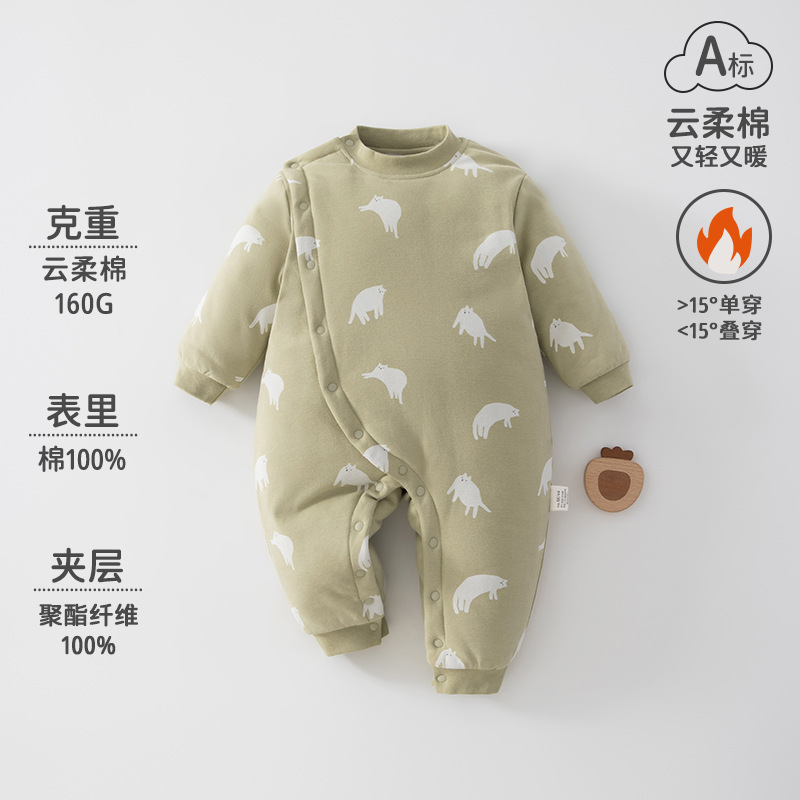 秋冬婴儿连体衣夹棉连体衣宝宝加厚棉衣冬季棉服婴儿冬季连体衣