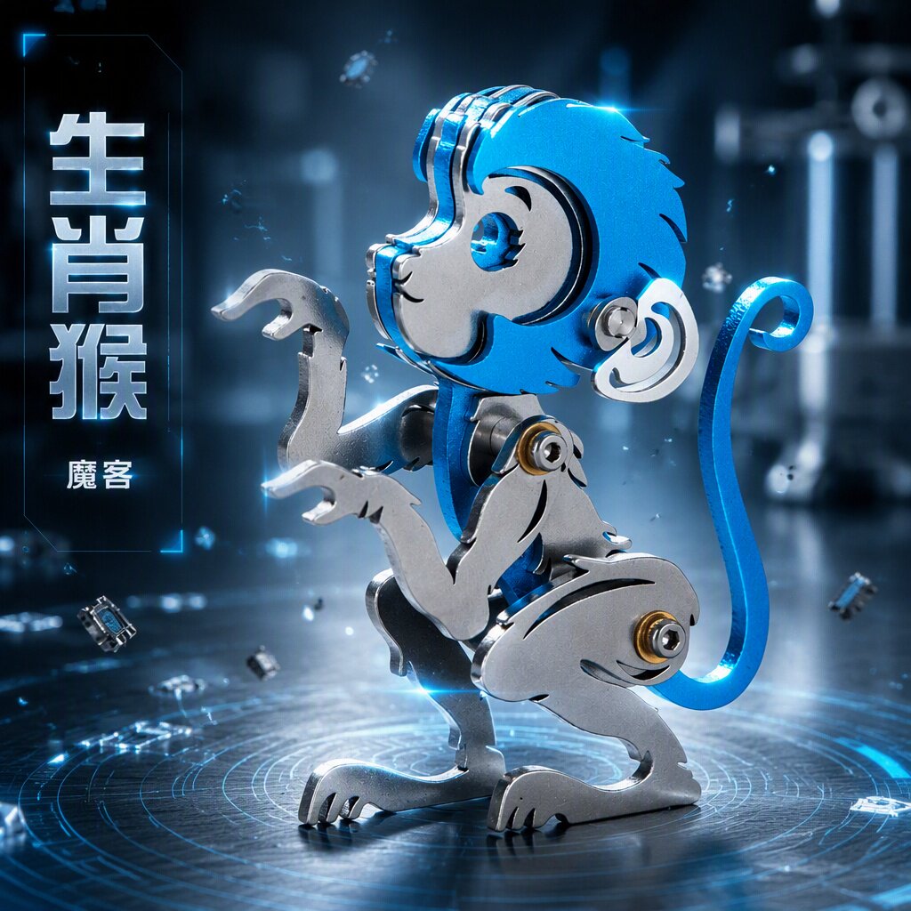魔客3D立体金属拼图山海经神兽龙十二生肖猴动物卡通拼装模型玩具