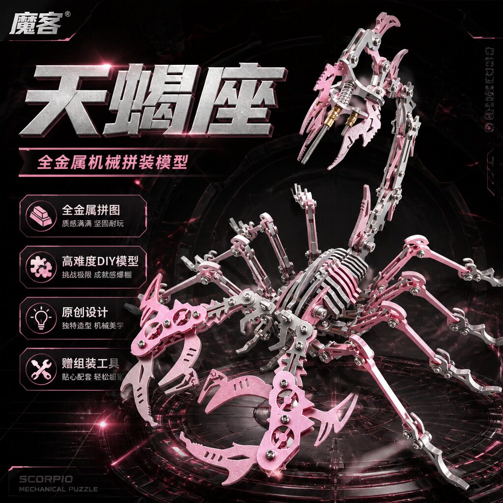 钢魔客金属拼装模型天蝎座蝎子王机械昆虫摆件手办送男生礼物玩具