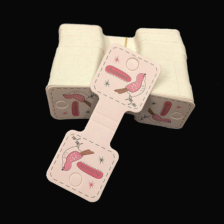 纸板diy包装卡纸发圈卡头儿童皮筋头绳粉纸卡吊牌小鸟卡片约200张