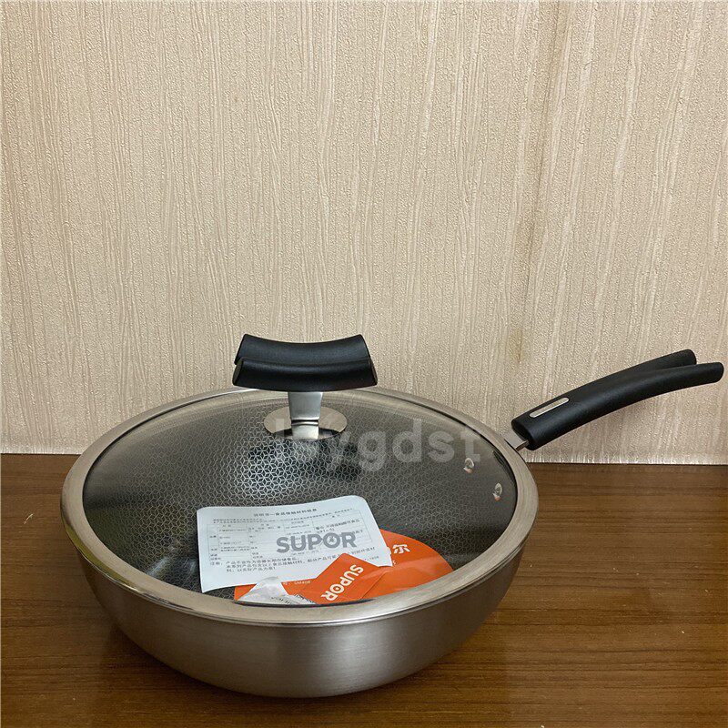 新品苏泊尔X晶盾煎炒锅304不锈钢不粘锅CJ261/28JA1电磁炉通用