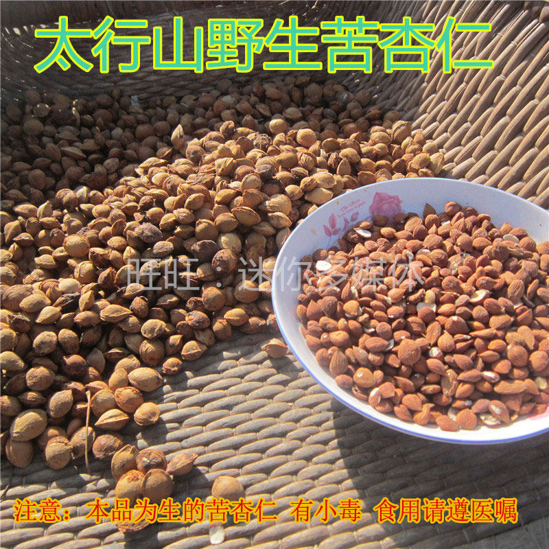 野生苦杏仁生的中药材药用北杏仁食用农家手工去核500g太行山杏仁