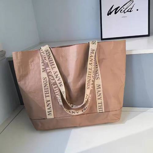 外贸单简约大容量复古休闲购物袋