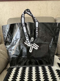 黑色大容量编制超市购物袋环保袋防水单肩手提袋收纳袋买菜袋子