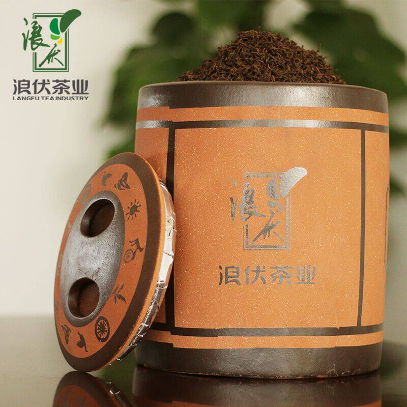 浪伏六堡茶-老渡口5斤装送紫砂缸 有机黑茶  特级老茶陈茶熟茶