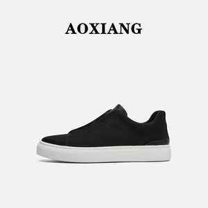 春季2026新款板鞋男透气一脚蹬帆布鞋低帮套脚休闲运动鞋耐磨软底