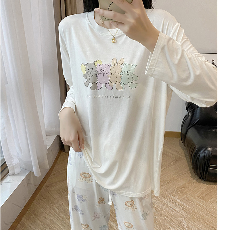 日系卡通兔子睡衣女春秋款长袖长裤休闲圆领薄款莫代尔家居服套装,女士内衣/男士内衣/家居服,睡衣/家居服套装,淘宝优惠券,粉丝福利购,淘宝优惠卷