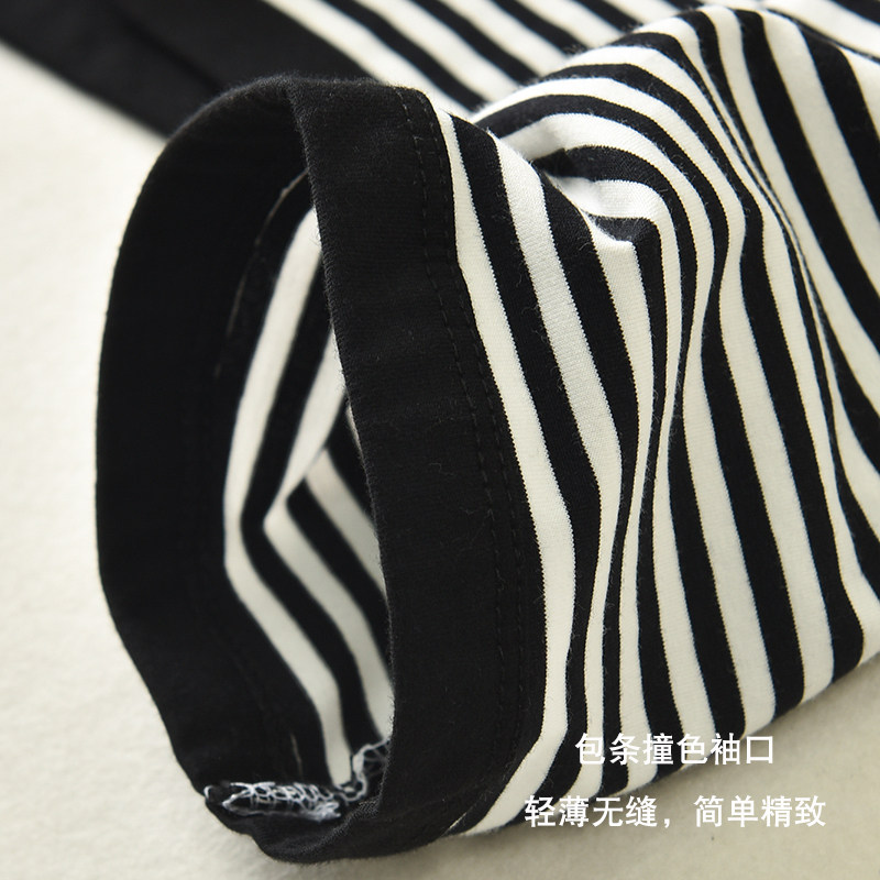 여성 봄과 가을 새로운 얇은 홈웨어 재킷 탑을 위한 심플하고 다재다능한 스트라이프 V 넥 긴팔 코튼 가디건