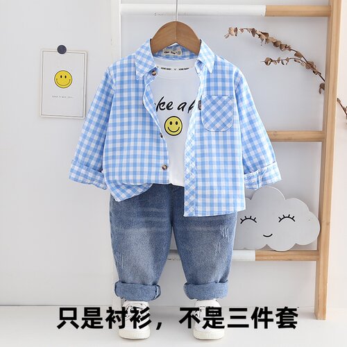 儿童长袖格子衬衫薄款童装纯棉衬衣宝宝春夏秋1-15岁外套男童上衣