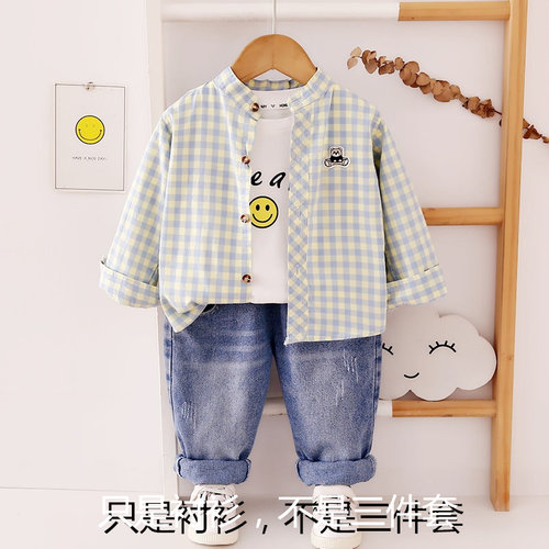 儿童长袖柔软格子衬衫薄款童装纯棉衬衣宝宝春夏秋小外套男童上衣