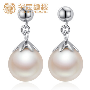 千足珍珠蜜果8.5 9mm洁净饱满润泽淡水珍珠耳饰耳坠耳环
