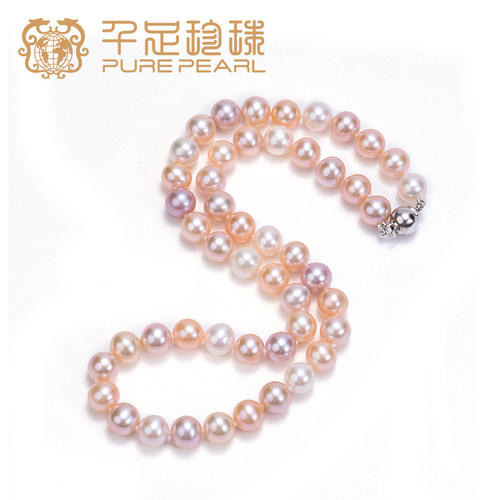 千足珍珠s925淡水无核近圆项链