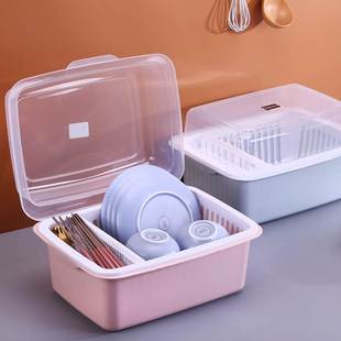 房车用品装 厨房碗带盖碗筷餐具收纳盒放碗碟架滴水碗盘置物 备