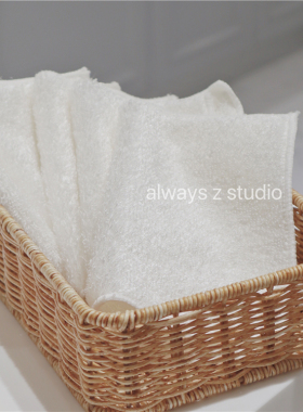 AlwaysZ厨房吸水不沾油大号可爱加厚竹纤维桌面抹布白色洗碗巾