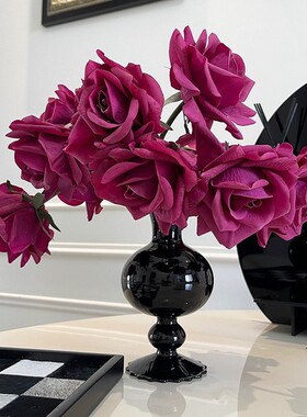 Cata · 客厅餐桌面装饰摆件中古黑色硝子玻璃花瓶