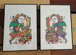 朱仙镇木版年画铝合金亚克利窄框精装室内装饰画传统手工艺