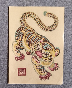 镇宅神虎款/仿古黄色款/复古木版年画/非手工印制/传统老年画节日