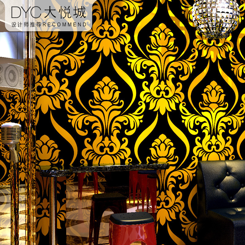 酒吧发光黑色欧式风背景墙壁纸