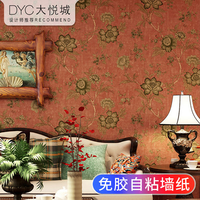 美式自粘墙纸防水防潮壁纸墙贴纸