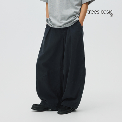 TreesBasic斜纹做旧松紧腰灯笼裤