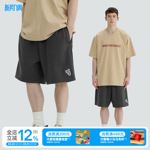 宽松休闲五分裤 TREES绣标重磅针织短裤 男 夏季 warmtrees