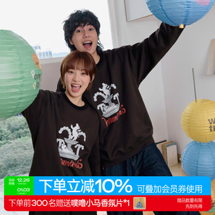 warmtrees 2026SS噗噜小马花坛喷泉罗纹撞色圆领卫衣马年新年限定