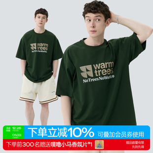 纯棉品牌线形logo视觉组合印花短袖 夏季 t恤男 2025新款 warmtrees