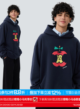 warmtrees树树脆脆乐园快乐苹果核连帽卫衣男女款2025新款秋冬