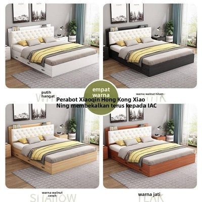 香港软包高箱储物床1.8米双人床出租屋1.5米家用收纳榻榻米床