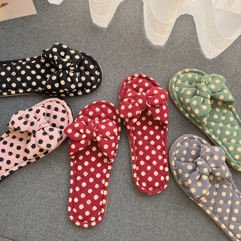 居家情侣纯棉露趾静音拖鞋