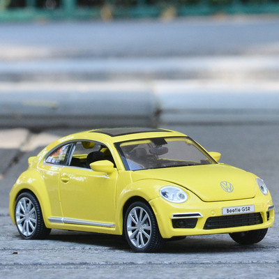 嘉业1:28甲壳虫合金汽车模型回力声光玩具开门金属车32113盒装