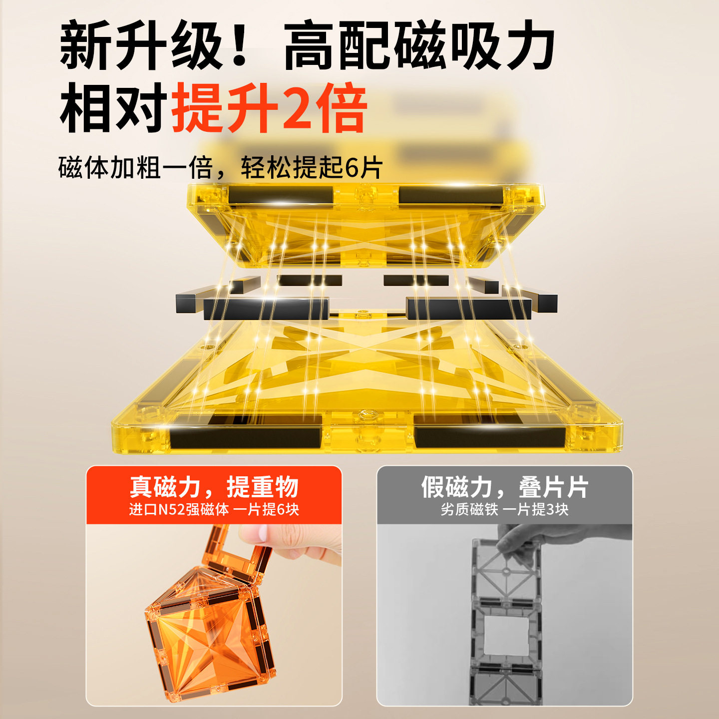 磁力片男女孩拼图生日礼物强磁拼装儿童益智玩具积木彩窗磁力片