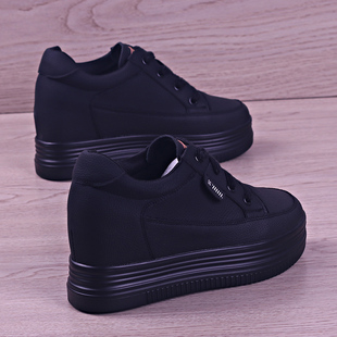 7cm显瘦单鞋 系带轻便皮面内增高女鞋 2025秋冬新款 厚底松糕休闲鞋