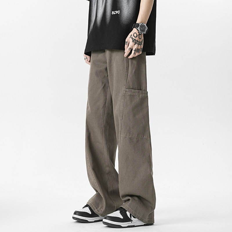 方少男春秋美式水洗工装牛仔裤女美拉德复古直筒大口袋阔腿休闲裤,男装,牛仔裤,淘宝优惠券,粉丝福利购,淘宝优惠卷