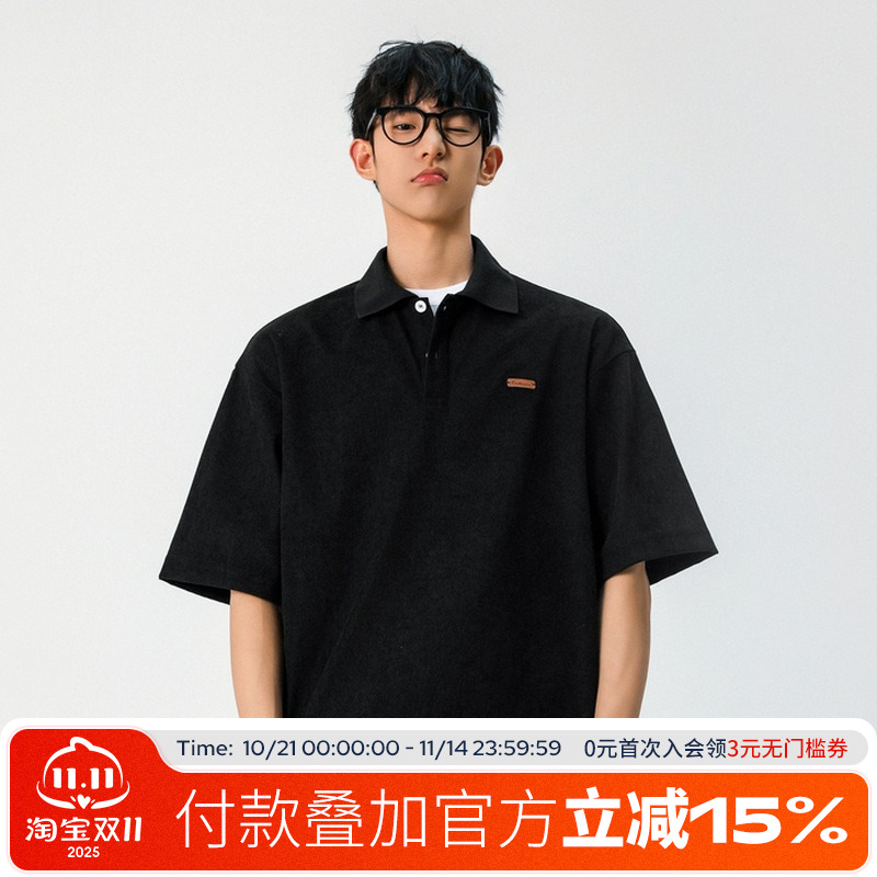 FOFWMODE 夏季美式polo衫男翻领短袖T恤宽松简约潮牌宽松体恤上衣