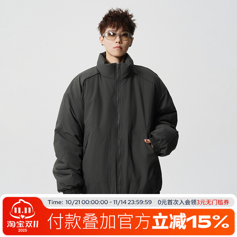 FOFWMODE美式拼接飞行员夹克棉服男宽松潮牌冬季保暖加厚棉衣外套