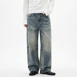 26春新品直筒美式重工牛仔裤男潮流百搭宽松长裤高街复古裤子
