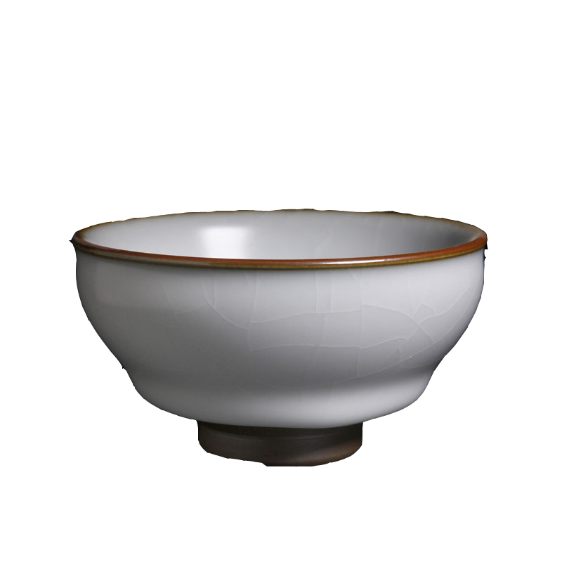 李善明茶具善窑善款汝窑杯全手工主人杯开片手绘鱼嬉妙玉杯100ml