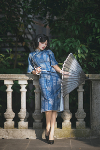 现货|海派旗袍|露凝香|不轨不轨年轻款原创短袖修身三色春季