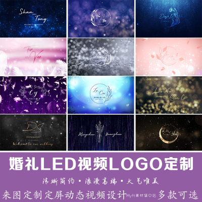 高端创意婚礼主题logo名字设计婚庆LED大屏幕动态背景视频定制作