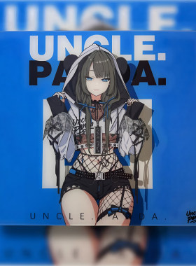 Uncle Panda Blue二次元可爱钢化玻璃鼠标垫电竞游戏FPS专用女生