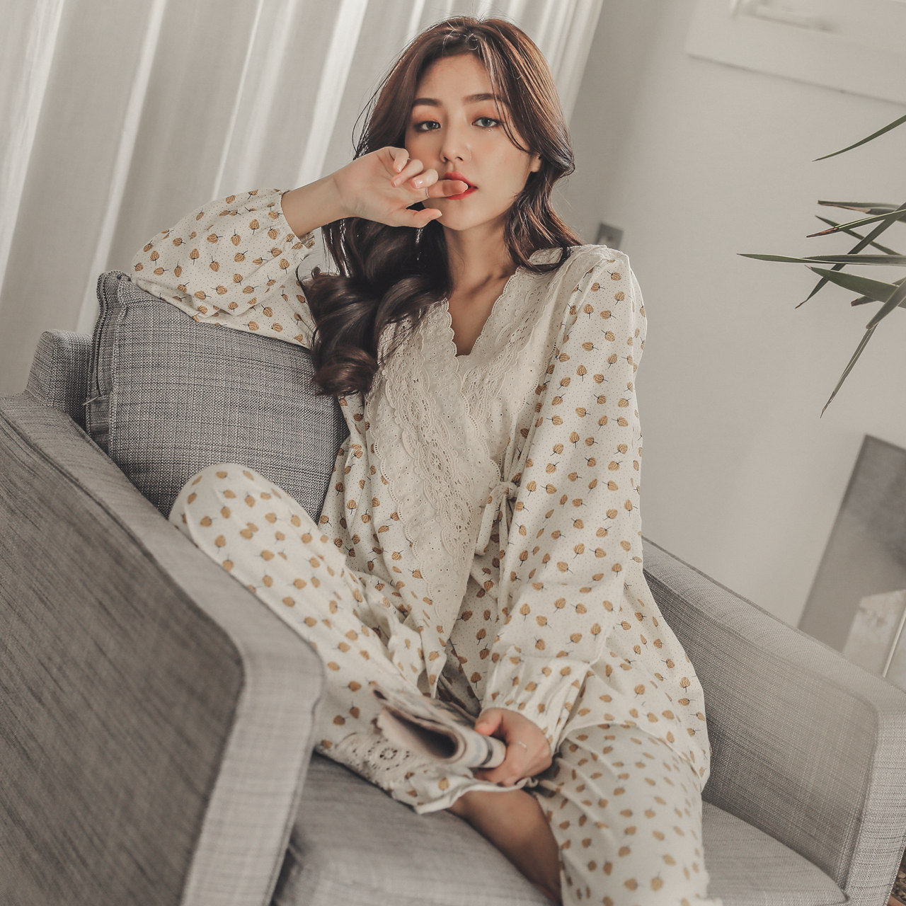 月子服哺乳睡衣春秋产后纯棉孕妇睡衣夏薄款产妇家居服套装和服女