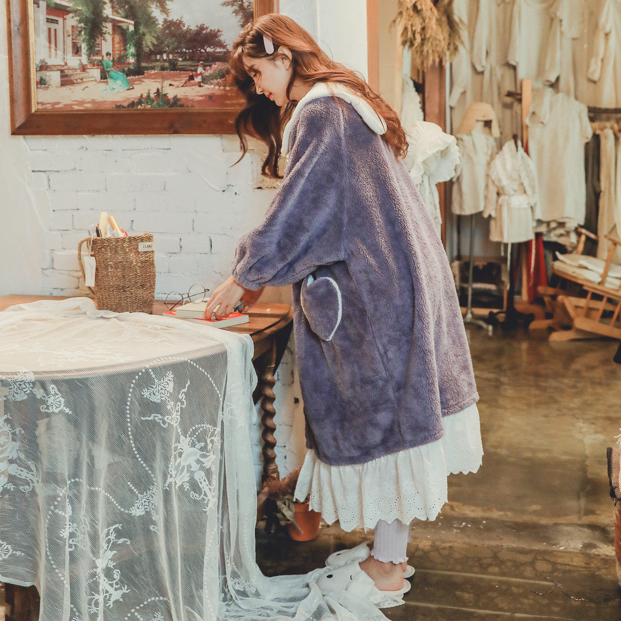 孕妇睡衣三件套装秋冬季加厚加绒产妇喂奶月子服产后哺乳期珊瑚绒